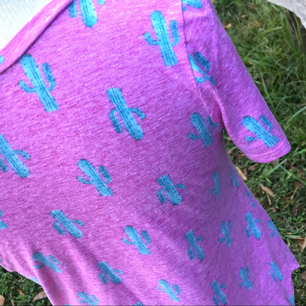 VIAMOR PINK CACTUS ROUND NECK T-SHIRT SHORT SLEEVE - Picture 5 of 10